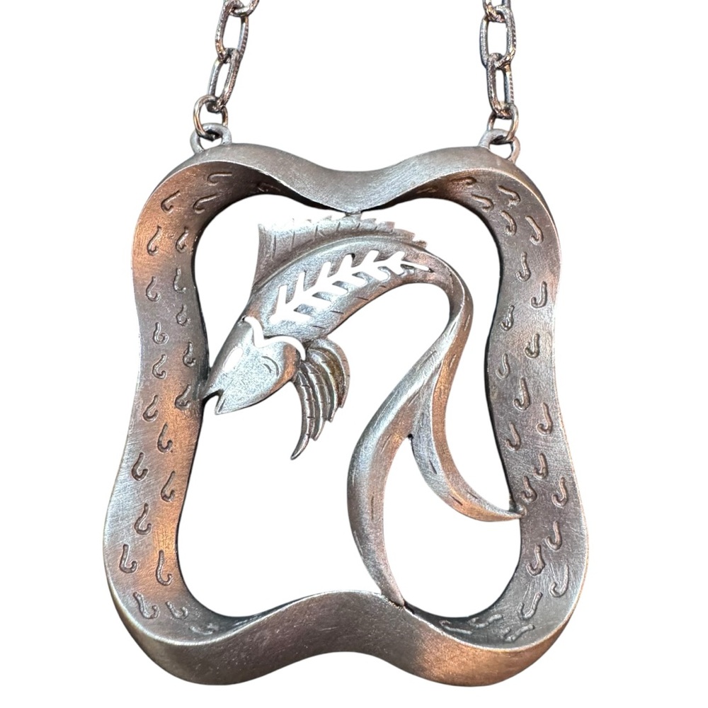 Vintage Necklace  Koi Fish Pendant on Chain 10” - Picture 2 of 3